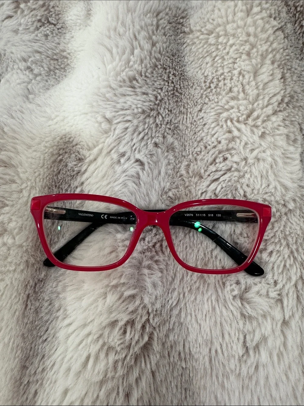 Valentino Pink Rectangular Women's Optical Glasses with Black Temples